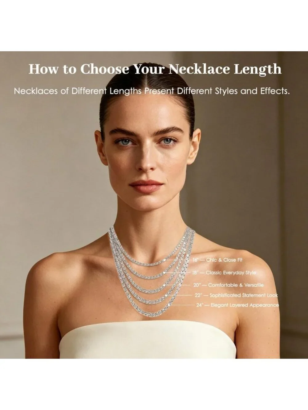 Elegant 4mm CZ Tennis Necklace, 18K Gold Plated, Adjustable 16-24 Inches